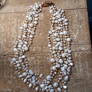 Vintage real pearl multi-strand necklace